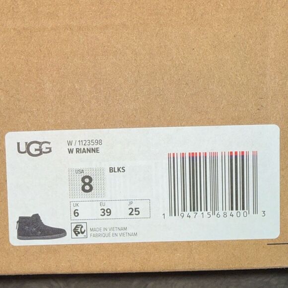 New In Box Ugg Womens Rianne Suede Braided Ankle Boots Black Size 8 - Picture 5 of 6